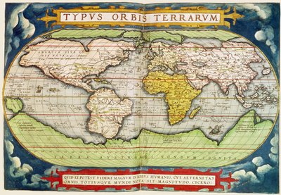 Mapa que traza la circunnavegación del globo de Sir Francis Drake (c.1540-96), grabado por Frans Hogenburg (1535-90) de English School