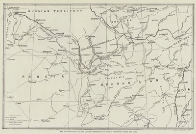Mapa de Afganistán y los Territorios Adyacentes de Turkestán Ruso, Persia e India de English School