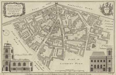 Mapa del distrito de Aldgate, Londres de English School