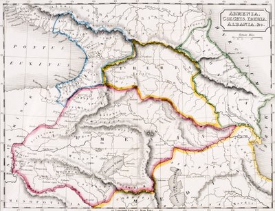 Mapa de Armenia, Colchis, Iberia y Albania, de 