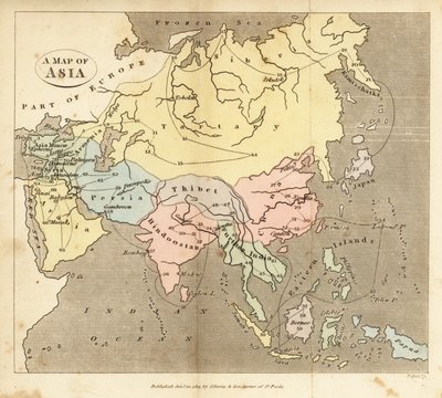 Mapa de Asia, principios del siglo XIX de English School