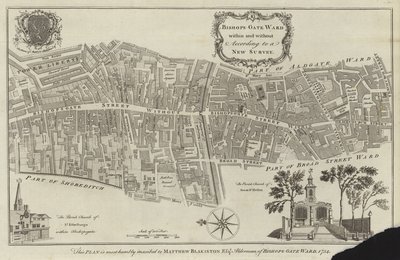 Mapa del distrito de Bishopsgate, Londres de English School