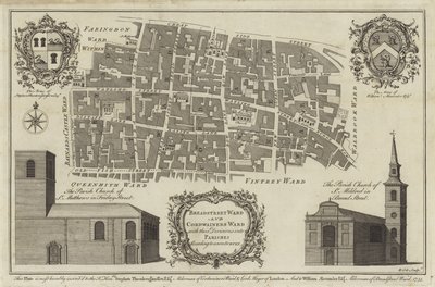 Mapa del distrito de Bread Street y Cordwainers, Londres de English School