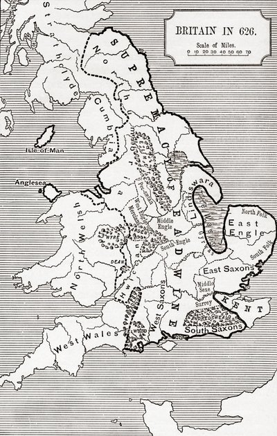 Mapa de Gran Bretaña en 626, de 