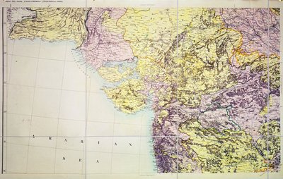 Mapa de Cutch y la Presidencia de Bombay, India, 1898 de English School