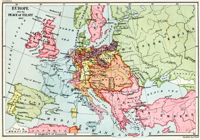 Mapa de Europa después de la Paz de Tilsit en 1807, de 