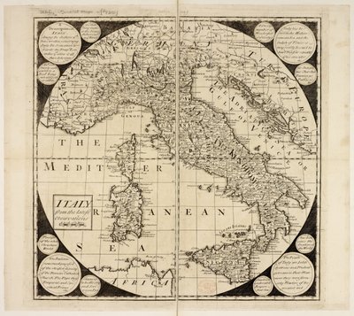 Mapa de Italia, c.1730 (grabado) de English School