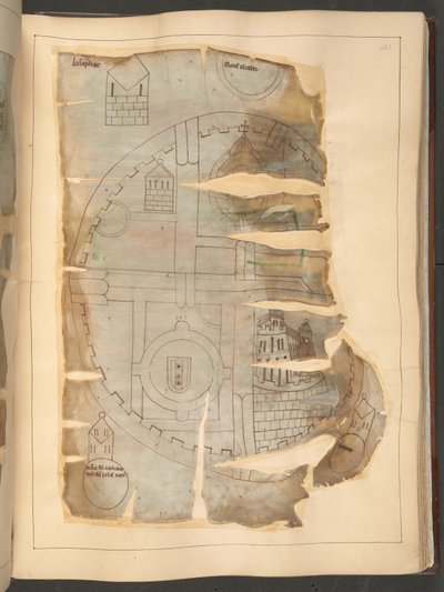 Mapa de Jerusalén, de la "Crónica de Winchcombe", MS Cotton Tiberius E. IV, fol.143r (vitela) de English School