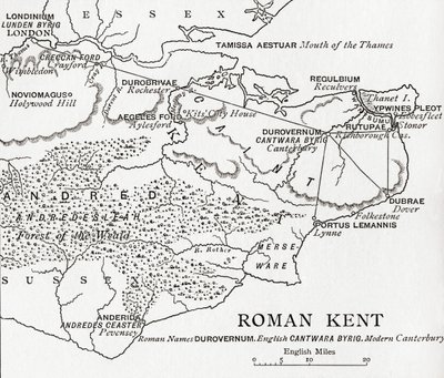 Mapa de Kent romano, Inglaterra, de 