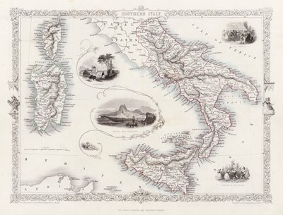 Mapa del sur de Italia (grabado) de English School