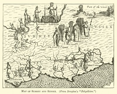 Mapa de Surrey y Sussex de English School
