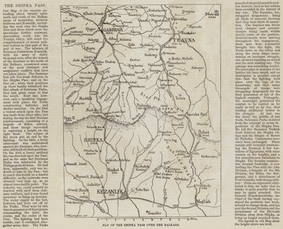 Mapa del Paso de Shipka sobre los Balcanes (grabado) de English School