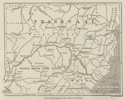 Mapa del Transvaal y provincias adyacentes (grabado) de English School