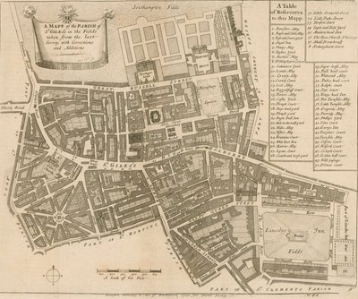 Mapa de la parroquia de St Giles en el Campo, Londres de English School