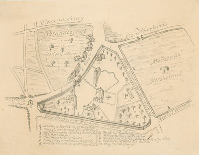 Mapa de la parroquia de St Giles en el Campo, Londres de English School