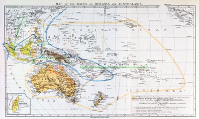 Mapa de las razas de Oceanía y Australasia, de 