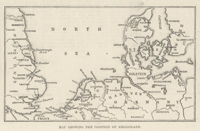 Mapa que muestra la posición de Heligoland (grabado) de English School