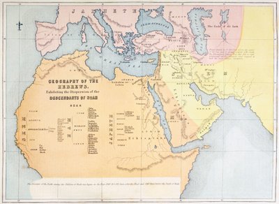 Mapa que muestra la geografía de los hebreos y la dispersión de los descendientes de Noé de English School