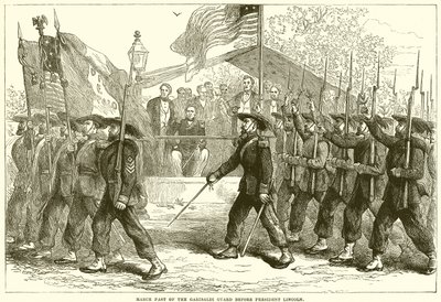 Desfile de la Guardia Garibaldi ante el presidente Lincoln de English School