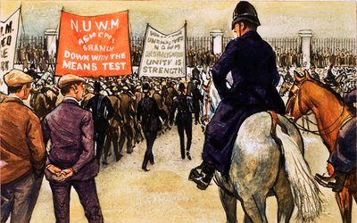 Manifestantes durante la Depresión de English School