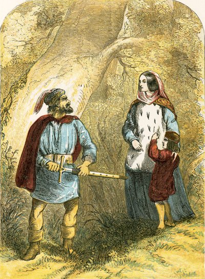 Margarita de Anjou y su hijo encontrando al ladrón en el bosque de English School