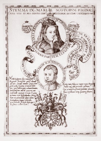 María, Reina de Escocia y su hijo, el Rey Jacobo de English School