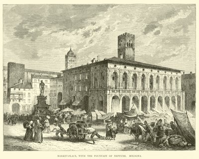 Plaza del Mercado, con la Fuente de Neptuno, Bolonia de English School