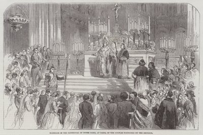 Matrimonio en la Catedral de Notre Dame, en París, de las Parejas dotadas por el Emperador (grabado) de English School