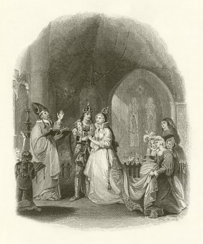 Matrimonio de Enrique VII con Isabel de York de English School