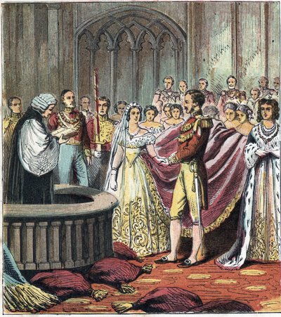 Matrimonio de la Reina Victoria I (1819-1901) y el Príncipe Alberto de Sajonia-Coburgo-Gotha de English School