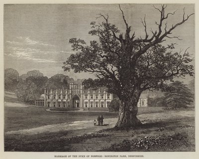 Matrimonio del Duque de Norfolk, Donington Park, Derbyshire (grabado) de English School