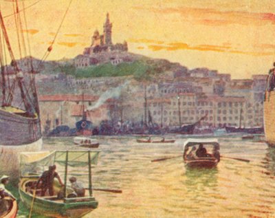 Marsella desde el puerto (litografía en color) de English School