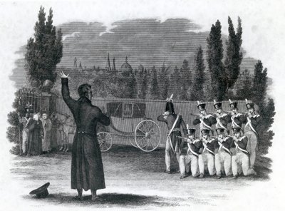 El mariscal Ney se disparó dando la orden, publicado por Thomas Kelly, 1816 de English School