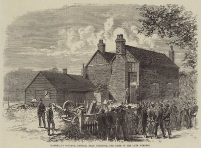 La cabaña de Marshall, Denham, cerca de Uxbridge, la escena de los asesinatos recientes de English School