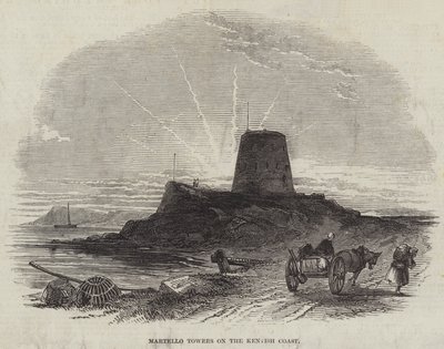 Torres Martello en la Costa de Kent (grabado) de English School