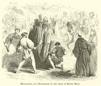 Martirio de un protestante en los días de la reina María de English School