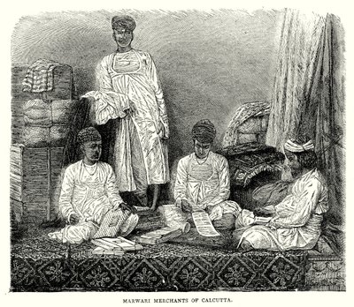 Comerciantes marwari de Calcuta (grabado) de English School