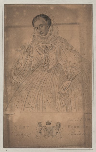 Mary Herbert, condesa de Pembroke (grabado) de English School