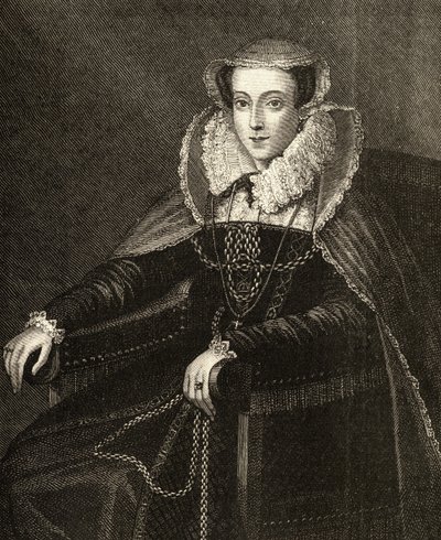María Reina de Escocia (1542-87) (grabado) de English School