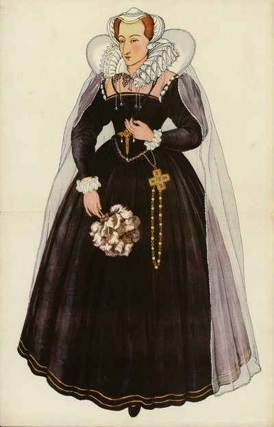 Mary Queen of Scots (litografia en color) de English School