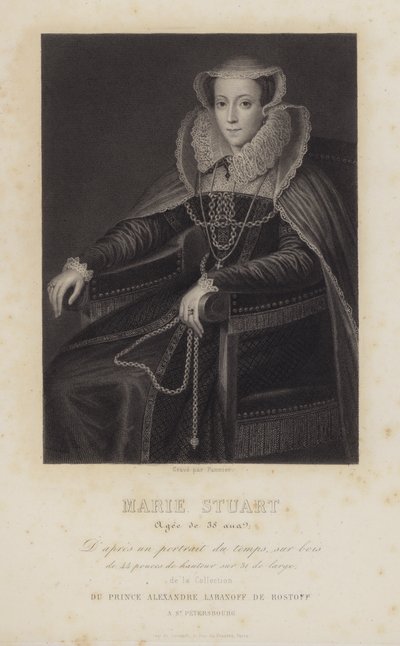 María Estuardo, reina de Escocia, a los 38 años (grabado) de English School