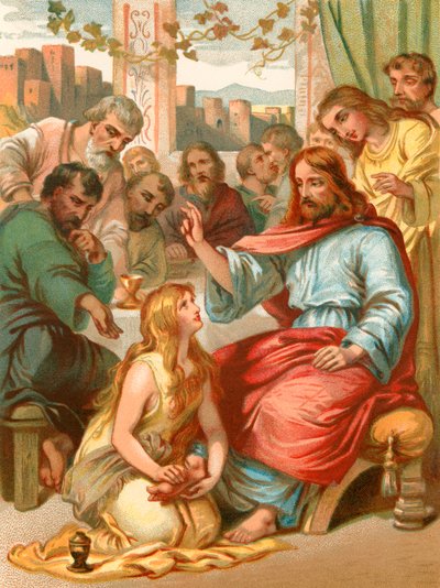 María lava los pies de Jesús de English School