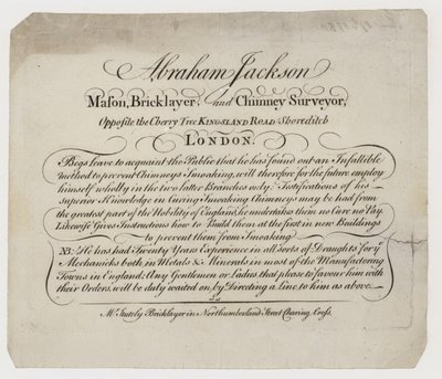 Albañil, Abraham Jackson, tarjeta comercial de English School