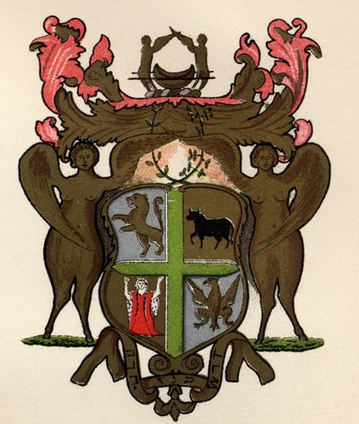 Estandarte masónico en posesión de la Logia de York, c.1776, de La Historia de la Masonería, volumen II, publicado por Thomas C. Jack, Londres, 1883 de English School