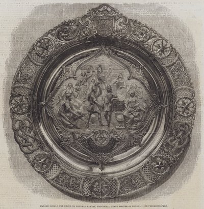 Escudo Masónico presentado al General Ramsay, Gran Maestro Provincial de Bengala (grabado) de English School