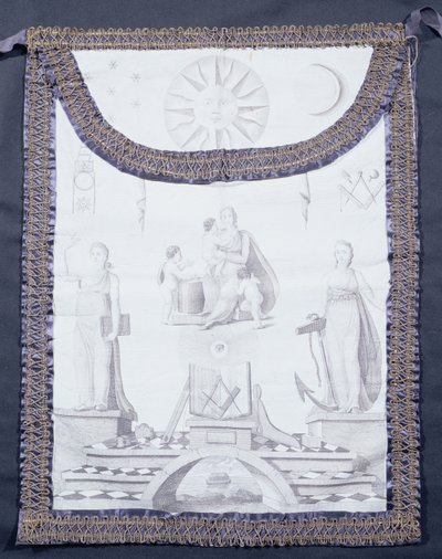 Delantal masónico que representa fe, esperanza y caridad de English School