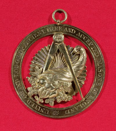 Insignia o joya masónica usada por miembros de la Gran Logia de Mayordomos después de 1841, mediados del siglo XIX de English School