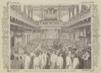 Procesión del Dinero de Maundy en la Capilla de Whitehall, el Jueves Santo, 1844 de English School