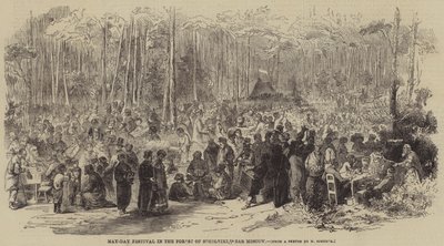 Festival del Primero de Mayo en el bosque de Sokolniki, cerca de Moscú (grabado) de English School