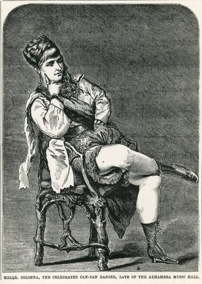 Mdlle Colonna, la célebre bailarina de can-can, ex del Alhambra Music Hall, Londres de English School